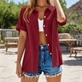 thumbnail image 1 of Guieoi Womens Tops Plus Size Womens Fall Casual Tops V- Neck Hide Belly Short Sleeve T- Tunic Blouses Red Black*Friday/Cyber*Monday Clearance, 1 of 7