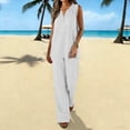 thumbnail image 1 of Guieoi Womens Two-Piece Outfit Loungewear Set,Matching Set Solid-Color Cotton-Linen Loose-Fit Casual Wide-Leg Pants and V-Neck Tank Top Set White 0 S, 1 of 9
