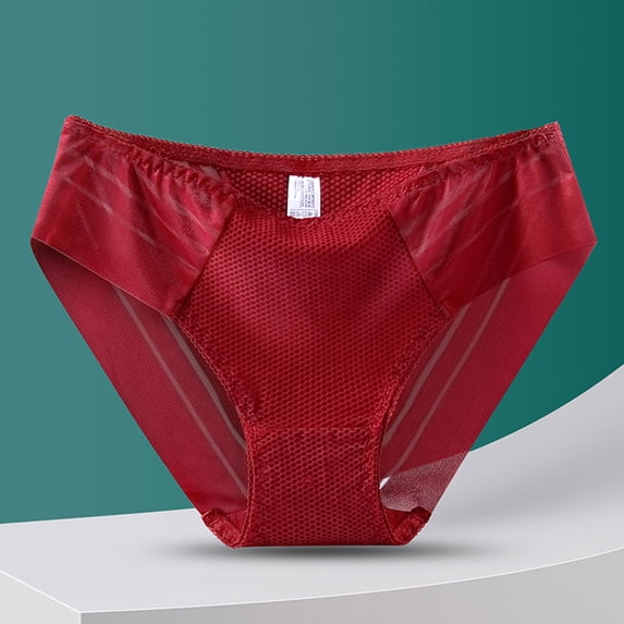 Guieoi Womens Underpant Plus Size Underwear Stretchy Soft Breathable Panties Lingerie Lace Comfortable Bow-Tie Briefs Red XXXL