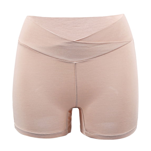 Guieoi Womens Underpant Plus Size Underwear Stretchy Soft Breathable Panties Mid-Rise Butt-Lifting Cotton Solid-Color Boyshorts Beige M