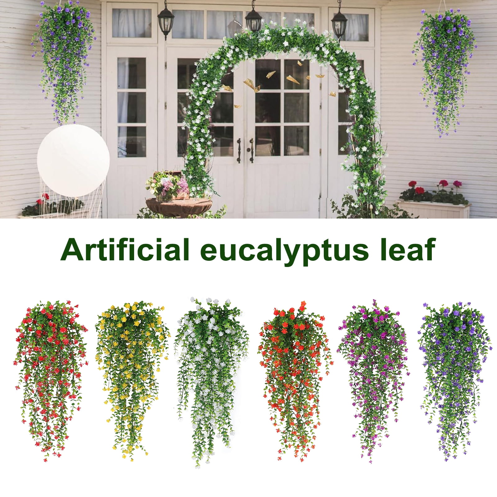 Guiexla 1/2Pcs Hanging Artificial Flower Vine UV Resistant Faux ...