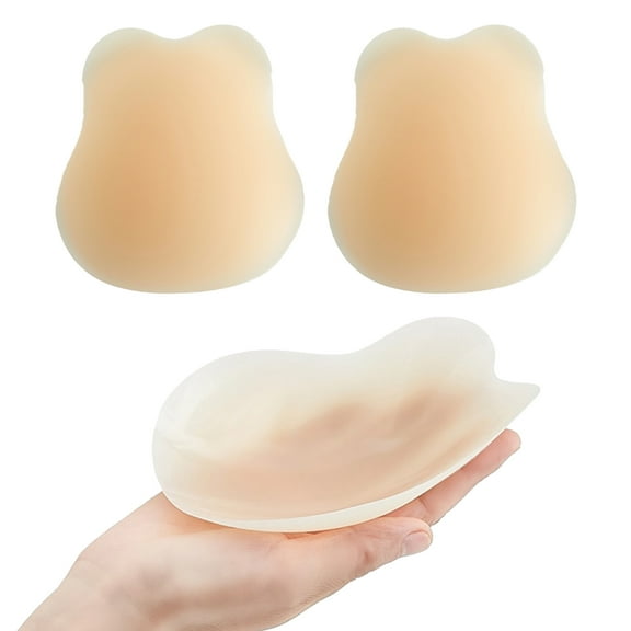 Guiexla 1 Pair Women Silicone Chest Pad Sweat-proof Anti-slip Invisible Thickened Breast Support Sticky Pasties Nipple Covers Strapless Adhesive Bra Women Bra Inserts