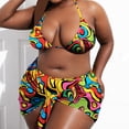 thumbnail image 1 of Guiexla 1 Set Bathing Suit Super Soft Fade-Resistant Nylon 3-Pieces Bikini Set Large Size Cover Up Swimsuit for Beach, 1 of 8