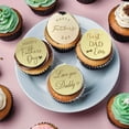thumbnail image 1 of Guiexla 10Pcs Father Day Marked Cake Toppers Letter Carved Round Happy Father Day Acrylic Cupcake Decorations Party Decor, 1 of 8