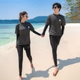 thumbnail image 1 of Guiexla 2 Pcs/Set Unisex Swimsuit Set Long Sleeves Quick-drying Fake Two-Piece Top Loose High Elasticity Adjustable Waist Couple Surfing Diving Clothes Beachwear, 1 of 7