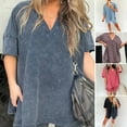thumbnail image 1 of Guiexla 2 Pcs/Set Women Summer Sportswear Set V Neck Side Split Short Sleeves Loose T-shirt Elastic Waist Mini Pants Set Tracksuit Sport Clothes, 1 of 7
