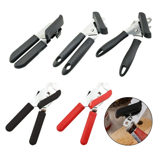 Guiexla Can Opener Manual Multifunction Tin Lids Jar Bottle Caps Openers with Non-Slip Handle Heavy Duty Stainless Steel Smooth Edge Rust Proof Easy Turn Knob Large Lid Openers