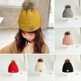 thumbnail image 1 of Guiexla Children Winter Hat Knitted Plush Ball Decor Elastic Soft Thick Unisex Cartoon Bear Decor Anti-slip Cold Resistant Yarn Cap, 1 of 8