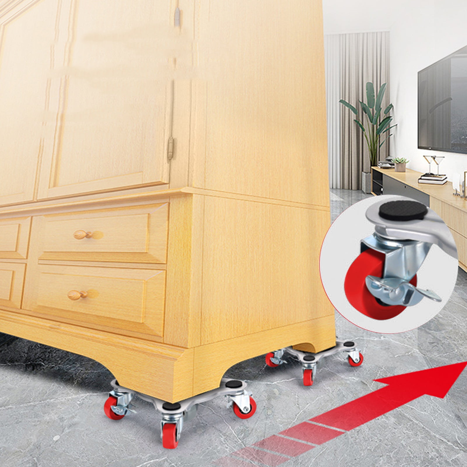Heavy Duty Furniture Movers Set - 4 Pack With 5 Wheels Each, 360° Rotating, Holds 1322 LBS For Sofa, Fridge, Cabinet