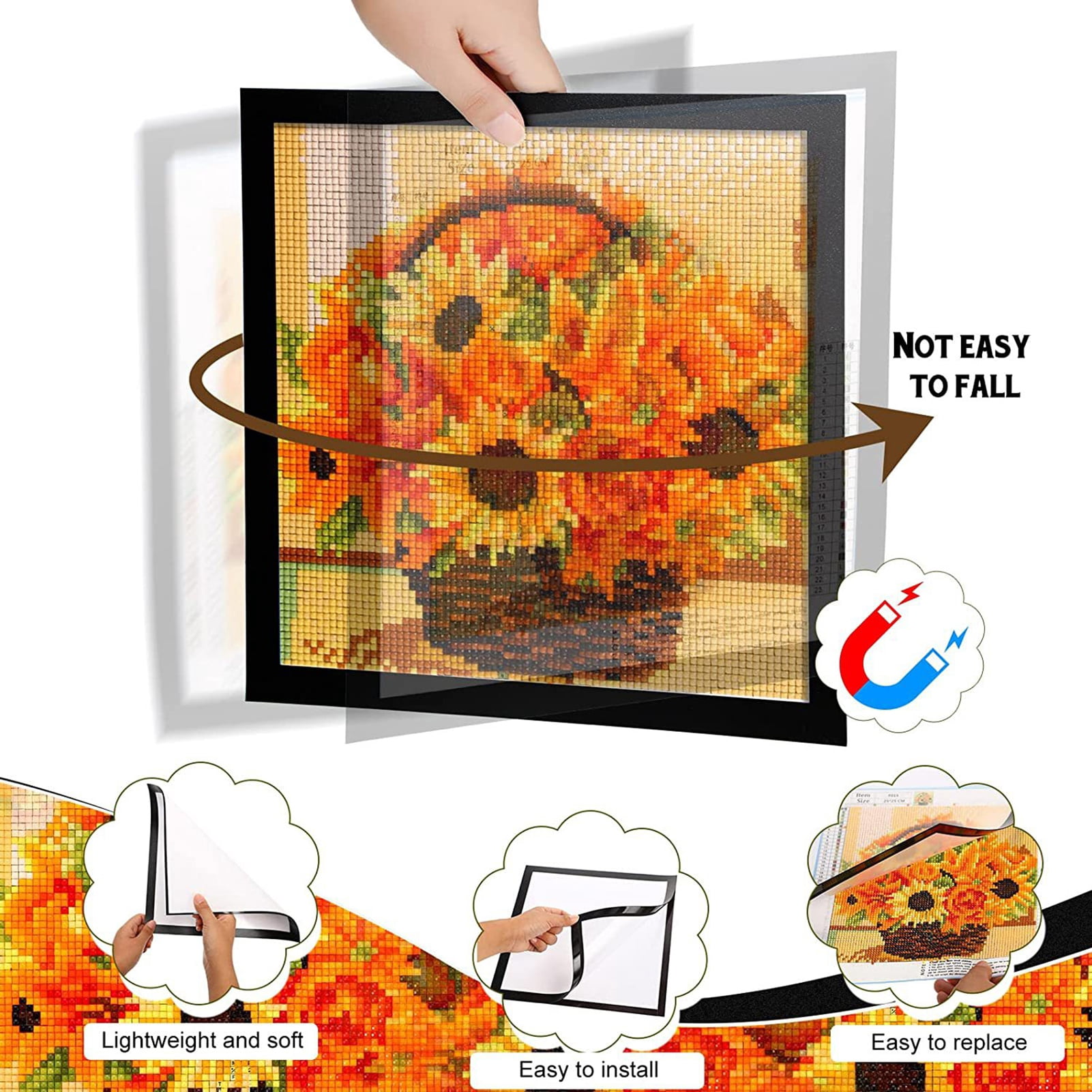 Sticky Display Frame Guiexla Magnetic Rhinestone Painting Display Frame Clear Wall Mount ...