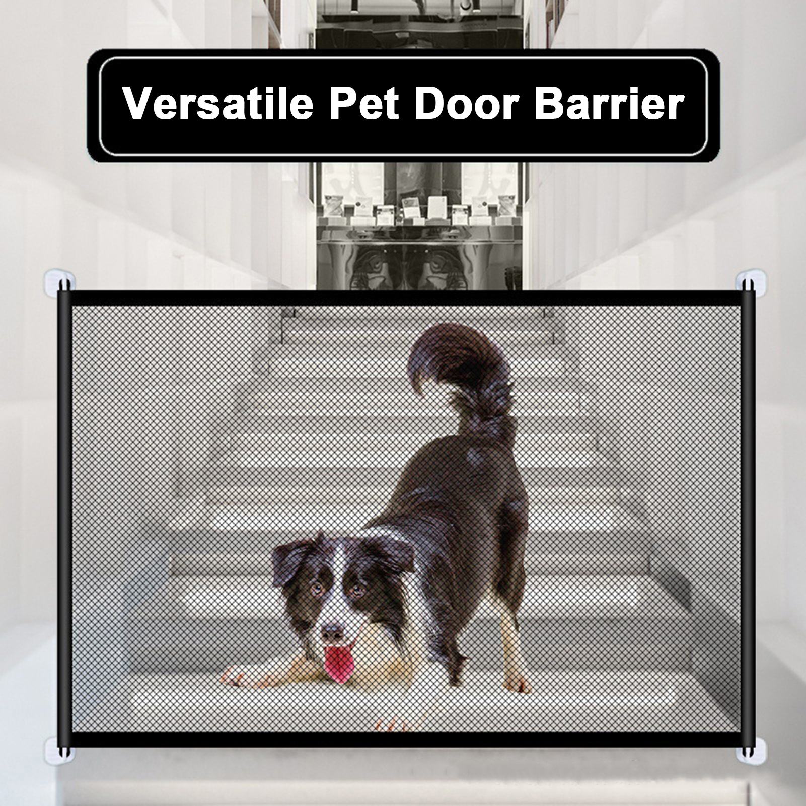 Picture of Guiexla Mesh Dog Gate Portable Indoor Safety Mesh Gates for Kids ...