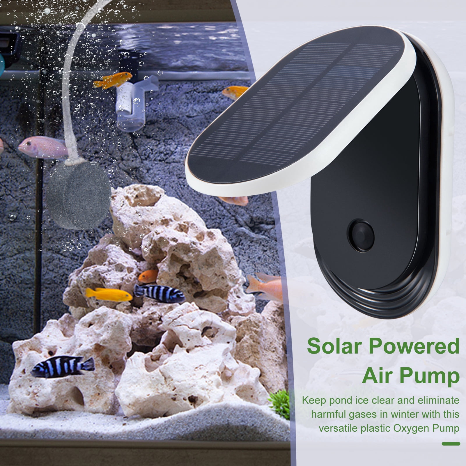 Guiexla Solar Air Pump Solar Powered Pool Oxygenator Aerator Bubbler USB Rechargeable Oxygen Pump for Garden Fountain Pool Aquarium Fish Tank