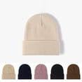 thumbnail image 1 of Guiexla Unisex Autumn Winter Solid Color Knitting Hat Beamless Thickened Beanie Hat Men Women Warm Hat Fashion Accessories, 1 of 8