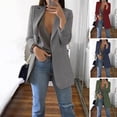 thumbnail image 1 of Guiexla Women Suit Coat Lapel Long Sleeve Open Front Suit Jacket Solid Color Big Pockets Commuting Style Casual Business Outwear, 1 of 8