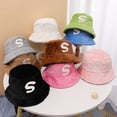 thumbnail image 1 of Guiexla Women Winter Fisherman Hat Letter Decor Flat Top Deep Anti-slipThick Plush Soft Windproof Warm Solid Color Lady Autumn Bucket Cap, 1 of 8