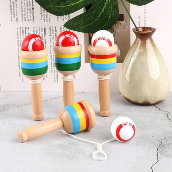 Guiexla Wooden Ball Catch Game Set Kids Catch Toy Cup Hand-Eye Coordination Sports Toy Wood Cup Ball for Family Fun Outdoor Activities