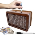 thumbnail image 1 of Guiexla Wooden Money Box with Counter Marker Pen Vintage Piggy Bank with Money Target Numbers Coin Cash Container Money Saving Challenges Box, 1 of 8