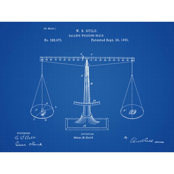 Guild Balance Weighing Measuring Vintage Scale 1885 Patent Plan Extra Large XL Wall Art Poster Print