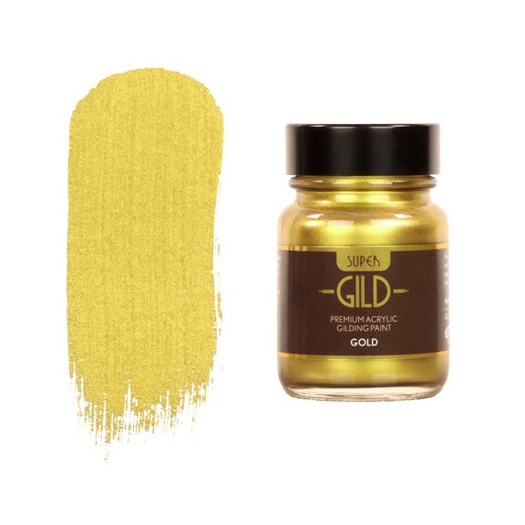 Guild Lane Super GILD Liquid Gold Paint 125ml High Pigment Metallic Gilding Enamel Gold Leaf Effect Paint for Furniture Wood Metal Glass Craft Water Based Non Tarnish Indoor Outdoor Use
