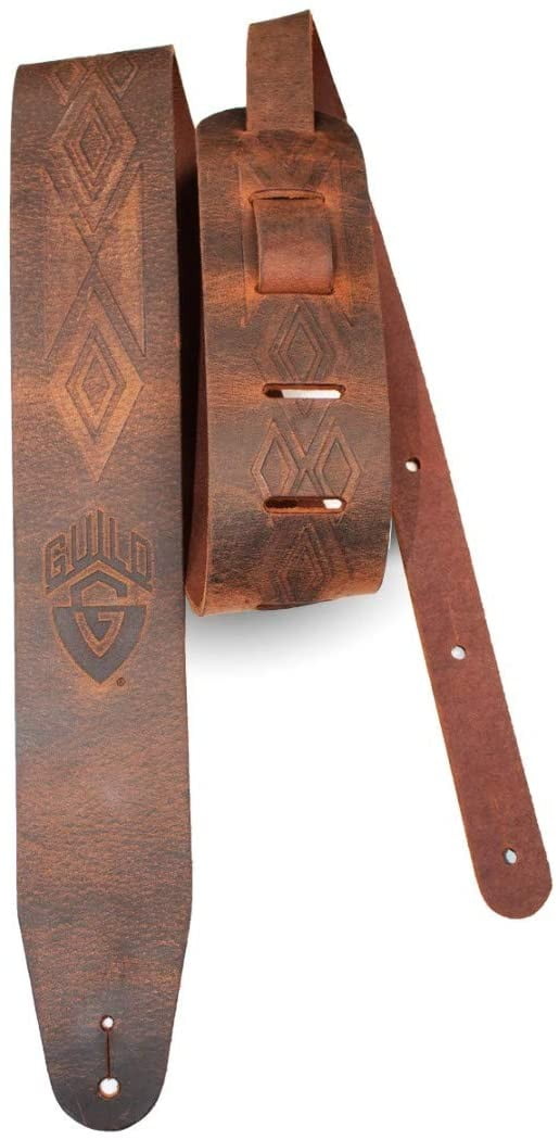 Guild Tooled Americana Brown Leather Guitar Strap - Model# 350-0613-050
