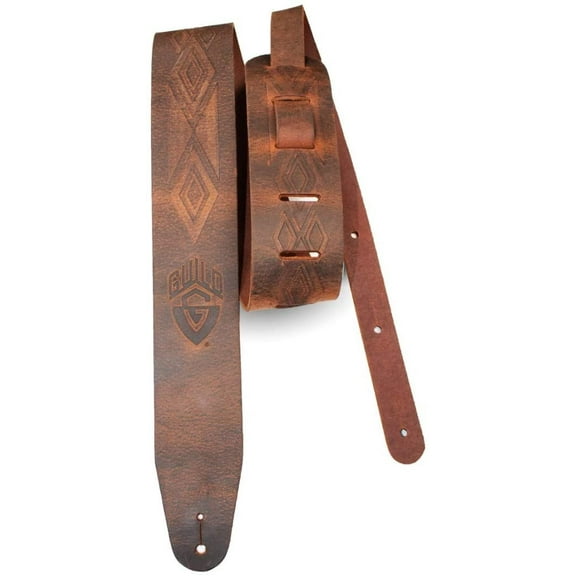 Guild Tooled Americana Brown Leather Guitar Strap - Model# 350-0613-050