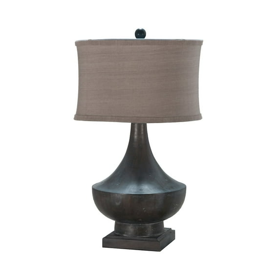 GuildMaster 355031-1 Heritage Gray Stain Vintage 1 Light 31" Tall Hand Carved Accent Table