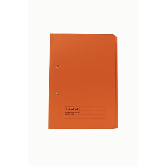 Guildhall 325 x 357 mm Pocket Spiral File, 315 GSM, Foolscap, Orange