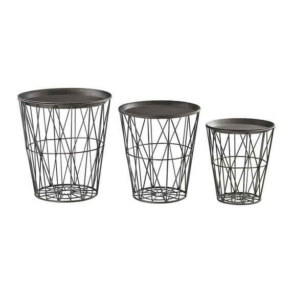 Guildmaster 3187-007/S3 Rexx 16" Wide Three Piece Metal Accent Table Set - Grey