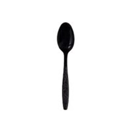 Guildware Extra Heavyweight Plastic Cutlery, Teaspoons, Black, 1,000/carton