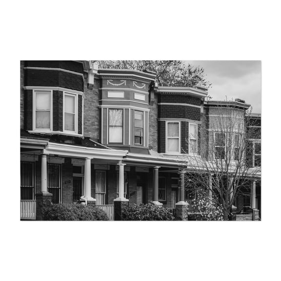 Guilford Ave Row Houses B&W B&W - Baltimore Maryland Photography Unframed Wall Art Print 5 x 7 inches