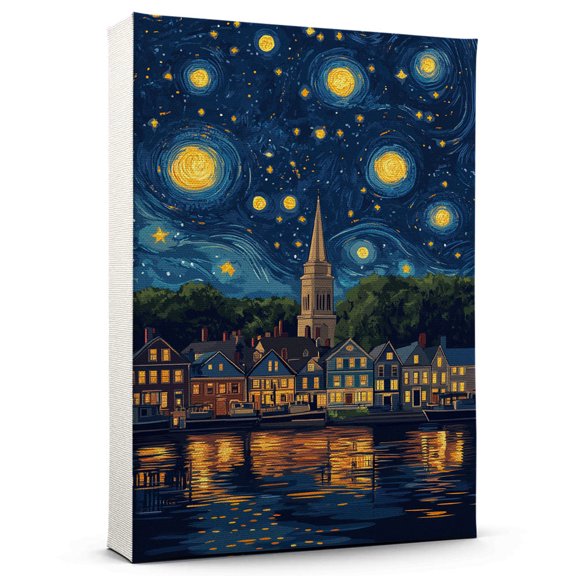 Guilford Travel Starry Night Canvas Print, Connecticut Canvas Wall art, Guilford Map Canvas, Connecticut Travel Art Picture Print -96AZ548