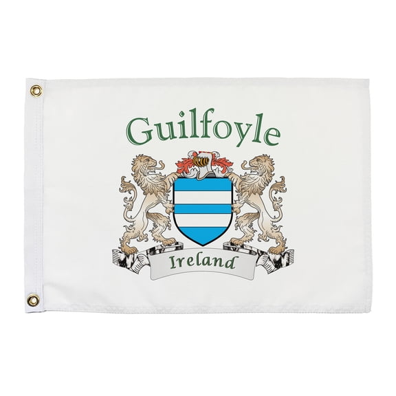 Guilfoyle Irish Coat of Arms Small White Flag - 16"x10.5" inches