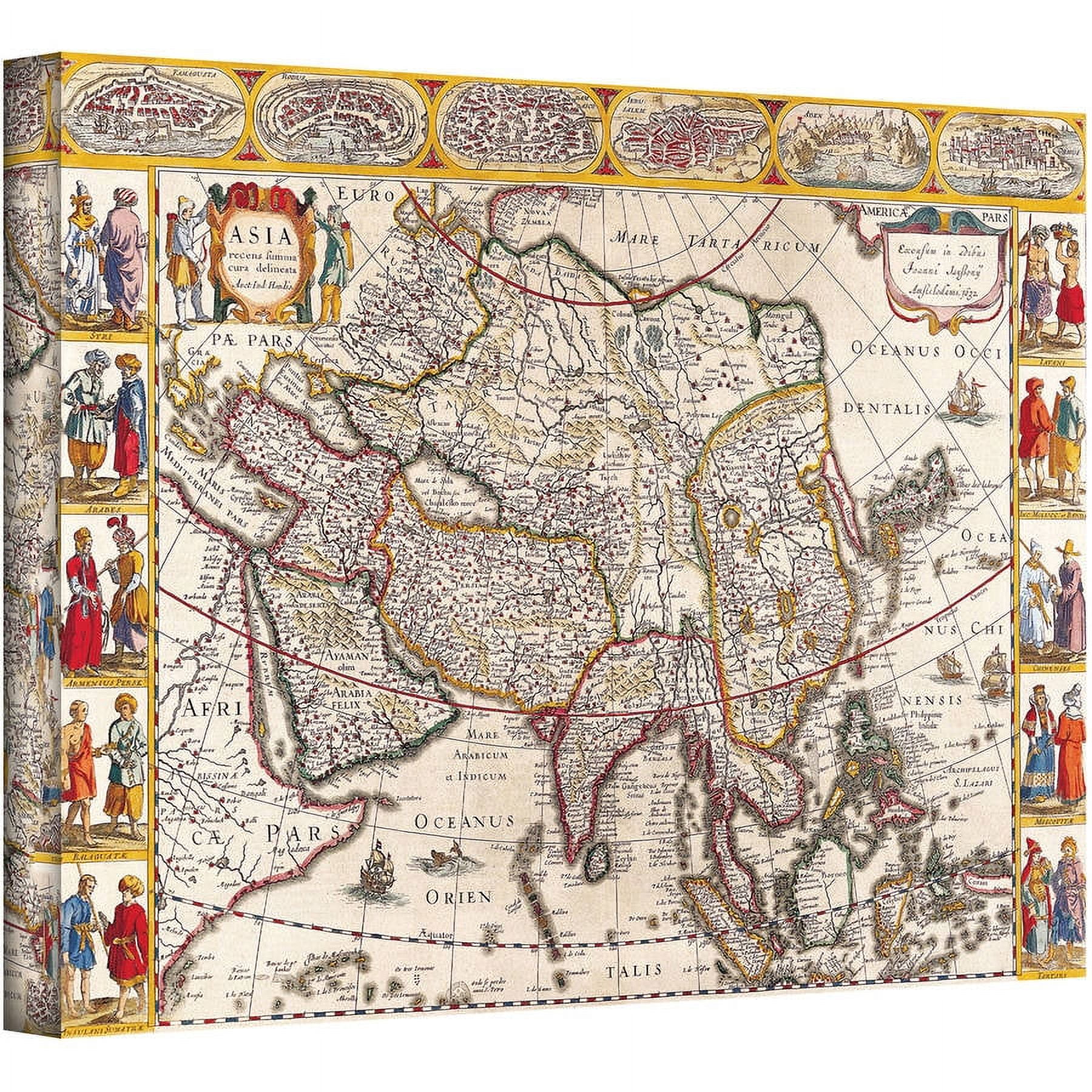 Guillaume Danet "Map Of Asia" Gallery-Wrapped Canvas