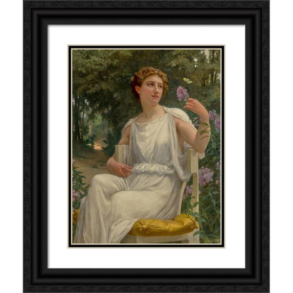 Guillaume Seignac 12x14 Black Ornate Wood Framed Double Matted Museum Art Print Titled: A Beauty of Nature