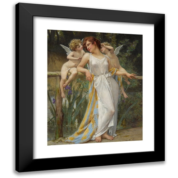 Guillaume Seignac 15x18 Black Modern Framed Museum Art Print Titled - Psyche with Putti