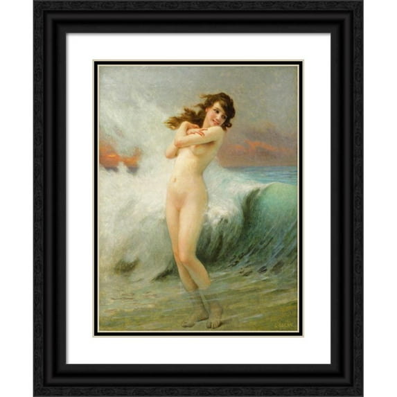 Guillaume Seignac 15x18 Black Ornate Wood Framed Double Matted Museum Art Print Titled - The Wave