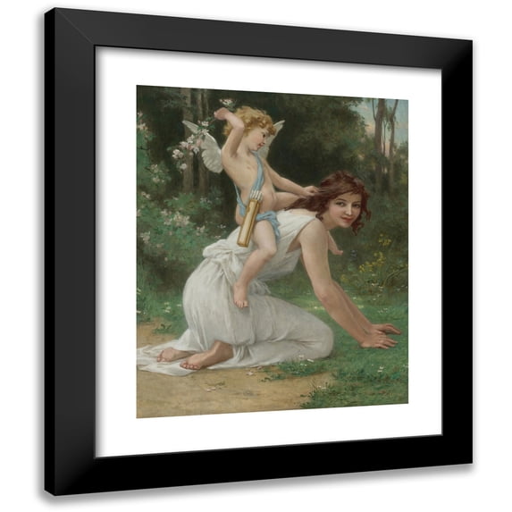 Guillaume Seignac 20x24 Black Modern Framed Museum Art Print Titled - Venus and Cupid