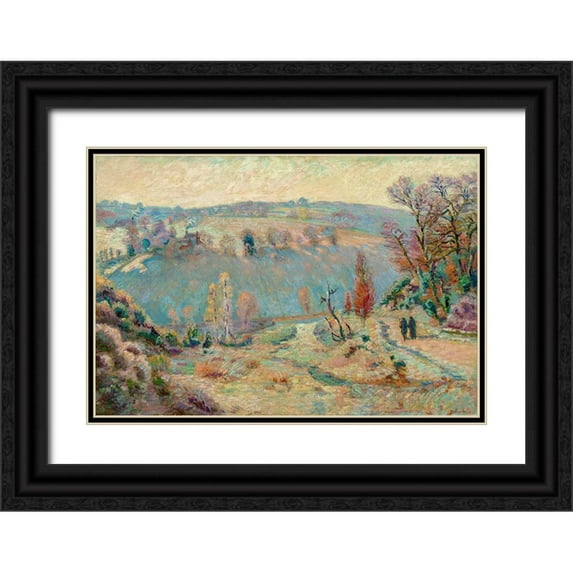 Guillaumin, Armand 14x11 Black Ornate Wood Framed with Double Matting Museum Art Print Titled - Valley of the Sedelle at Pont Charraud White Frost