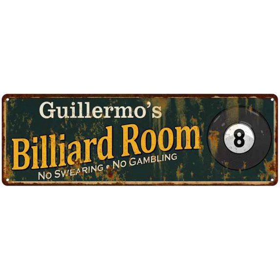 Guillermo's Billiard Room Green Sign Man Cave 6x18 106180009495