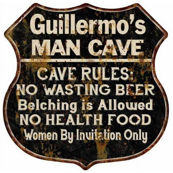 Guillermo's Man Cave Rules Sign Shield Metal Gift 211110007496