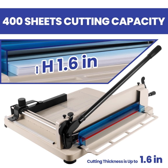 Guillotine Paper Cutter 12" Cut Length, A4-B7 Heavy Duty Paper Trimmer, Guillotine Craft Machine with 400 Sheet Capacity, Beige, for Office & Home Use