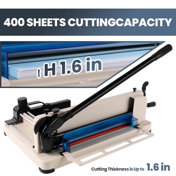Guillotine Paper Cutter 12 Inch, Heavy Duty Stack Trimmer with Safety Lock, 500 Sheet Capacity A4 Cutter, Solid Steel Construction for Office Home Business