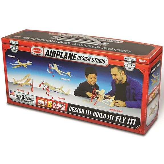 Guillow's: Airplane Design Studio - Model Kit & Travel Case - Build 8 Custom Planes, Classic Balsa Wood, DIY Plane Building & Learning, Craft Set, 142