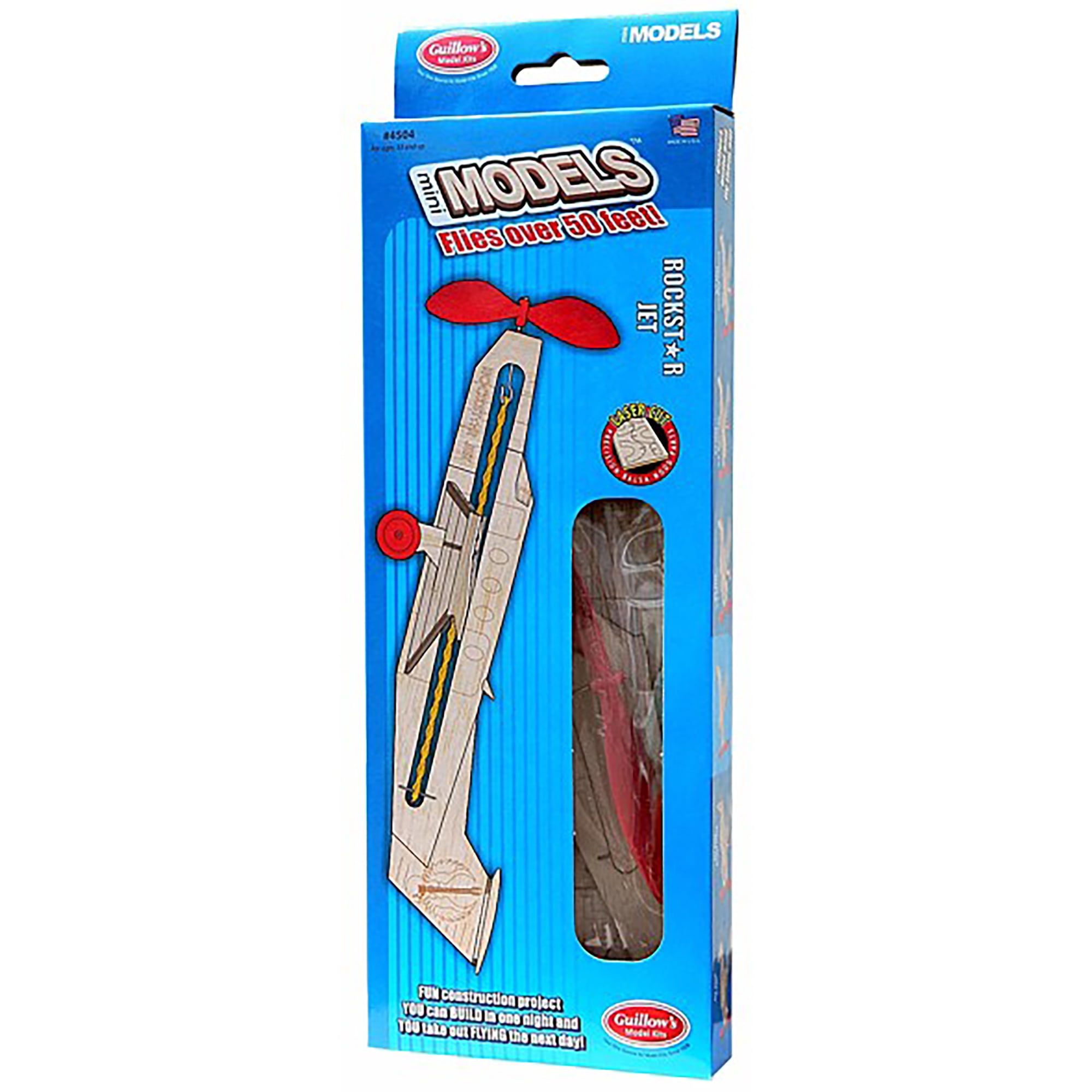 Guillow's: miniModel Kit - Rockstar Jet - Classic Balsa Wood, DIY Airplane Building Project, Laser-Cut Parts, Build & Fly Hobby Collectible, 4504