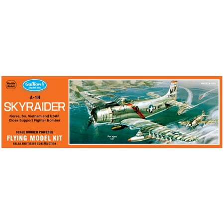 Guillow's: Flying Model Kit - A-1H Skyraider - Classic Balsa Wood, DIY Plane Building, Laser-Cut Parts, Hobby Collectible, 1:35 Scale WWII Plane, 904