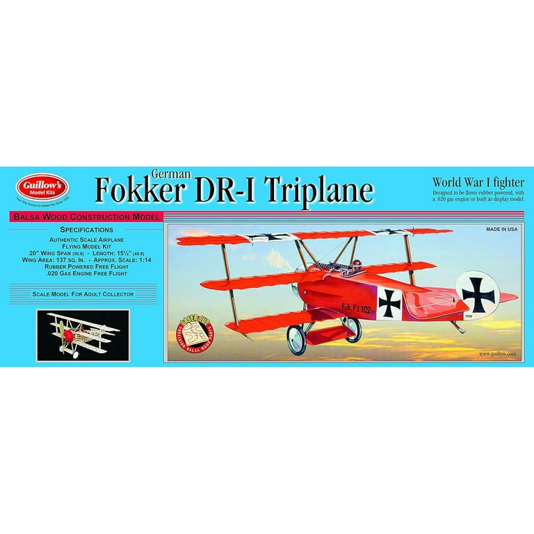 米国Guillow社バルサモデルキットFOKKER DR-I TRIPLANE Fokker DR-1 Triplane - Paul K. Guillow, Inc.