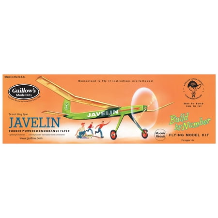 Guillow's: Build-By-Number Flying Model Kit - Javelin - 24" Wingspan, Classic Balsa Wood, DIY Rubber-Powered Airplane Building, Hobby Collectible, 603