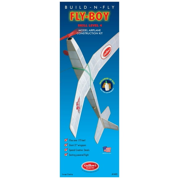 Guillow's: Build-N-Fly Model Kit - Flyboy 4000 - Level 4 Learning Series, All-In-1 DIY Airplane Construction Project, Laser Cut Balsa Wood, Craft Set
