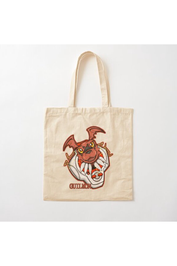 Guilmon Head Digimon Design Canvas Canvas Tote Bags, Reusable Shopping Bag