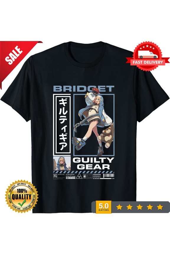 Guilty GEAR Bridget Anime T Shirt Unisex FGC Gaming Streetwear Graphic T-shirt Gifts for Gamers Japanese Anime Shirt, LIMITED EDITION-TH70807